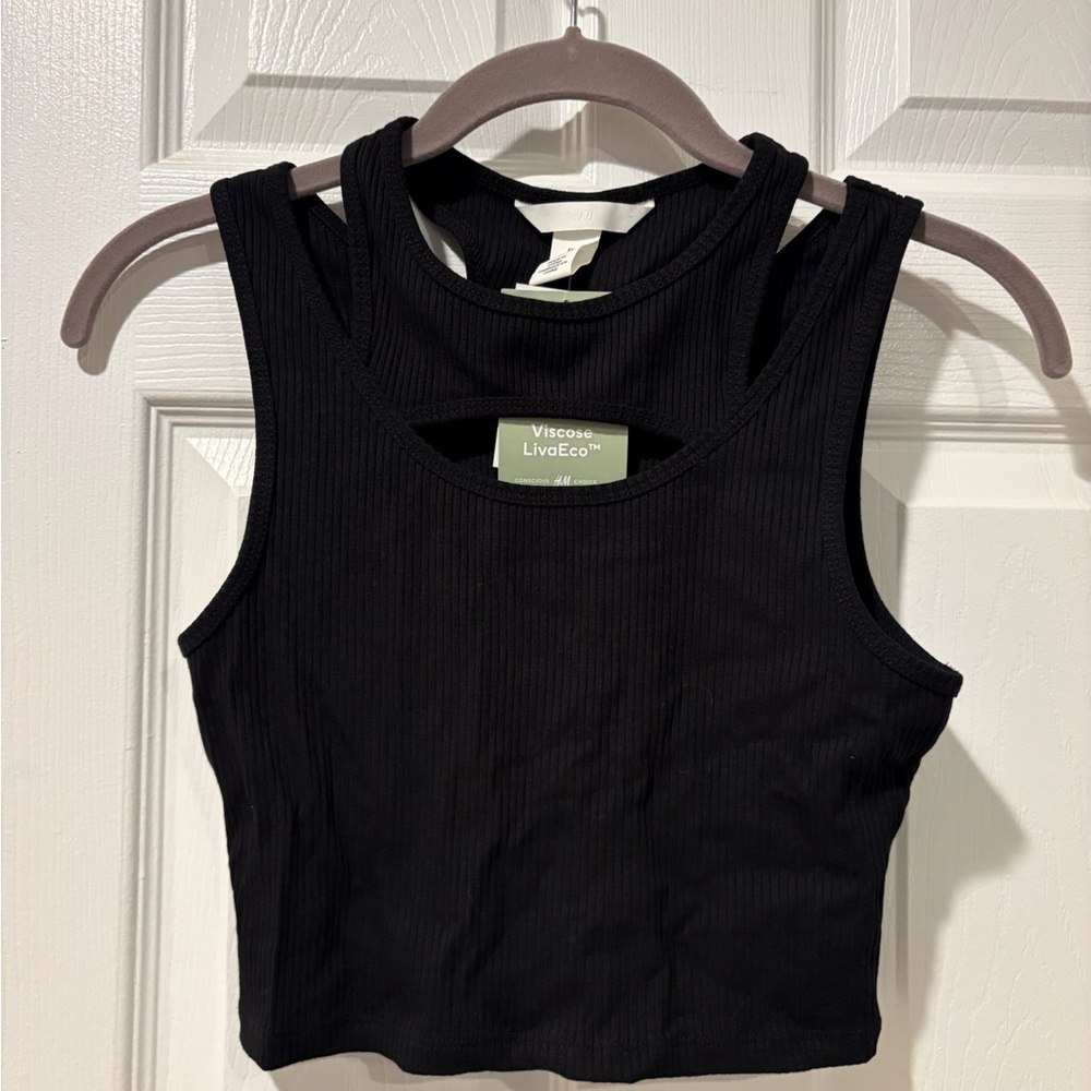 H&M double strap cut out cropped tank top